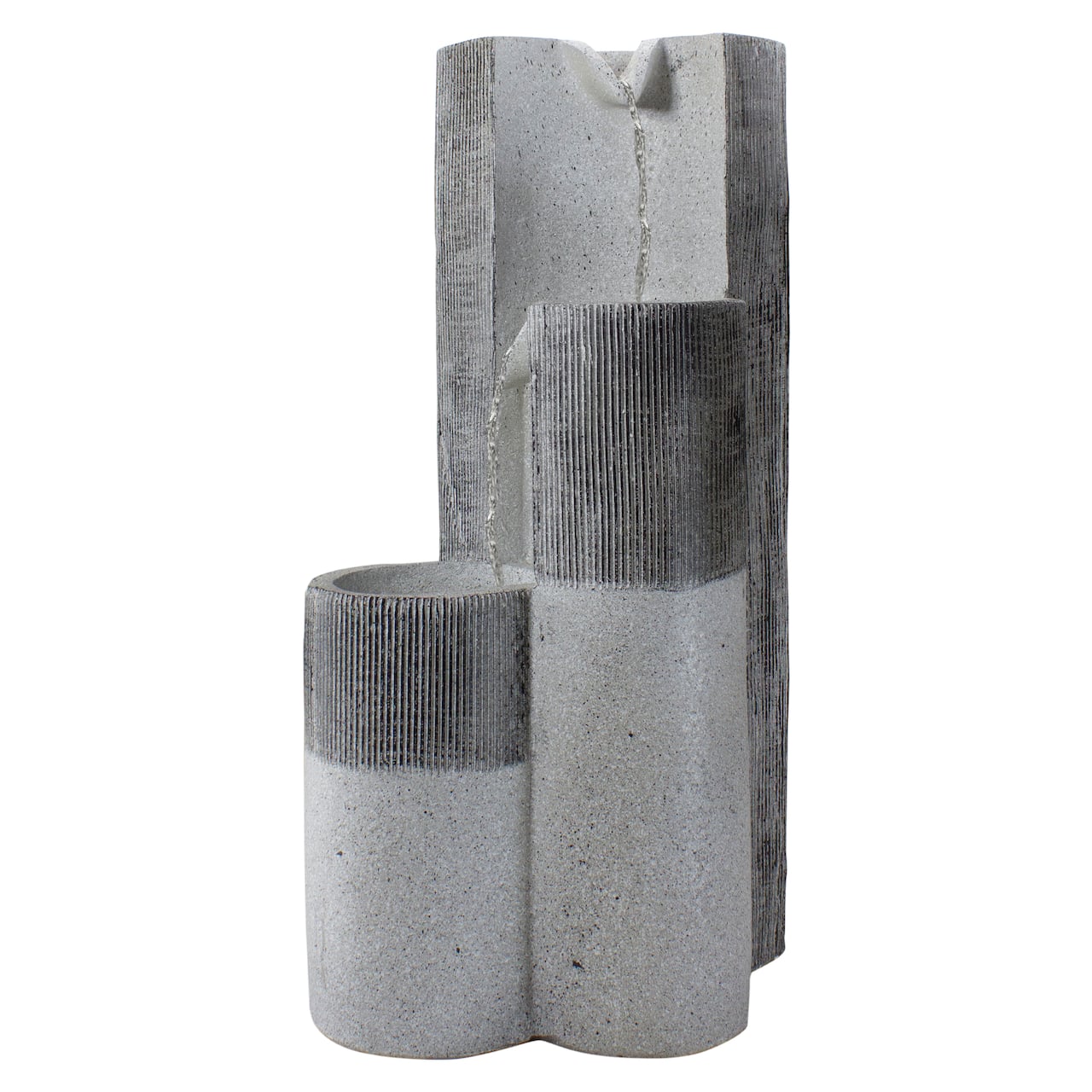 24" Gray Speckled Modern Style 3-Tier Rainfall Outdoor Water Fountain